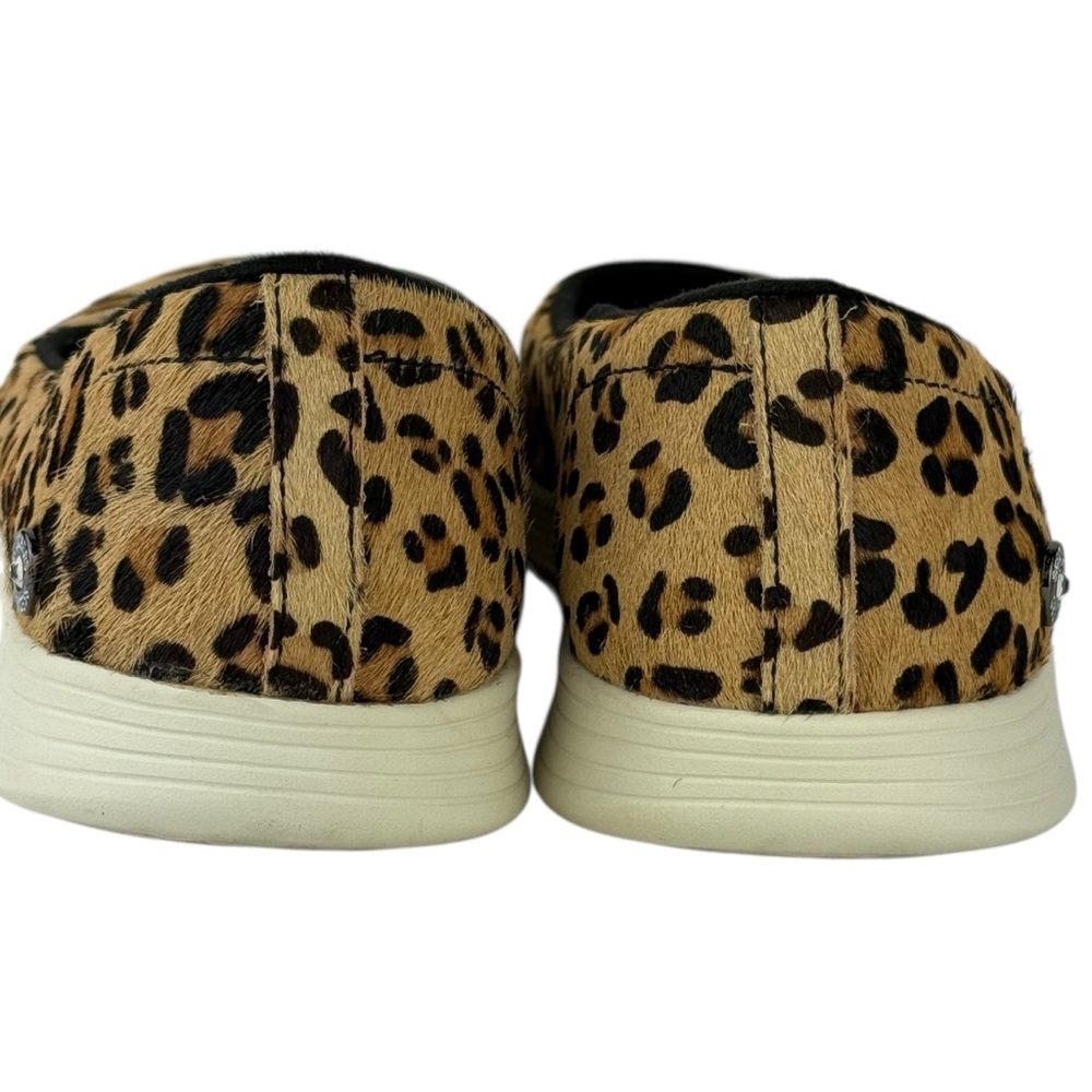 Skechers Leopard Print Tan Black Slip-On Athletic Flats - Picture 7 of 11